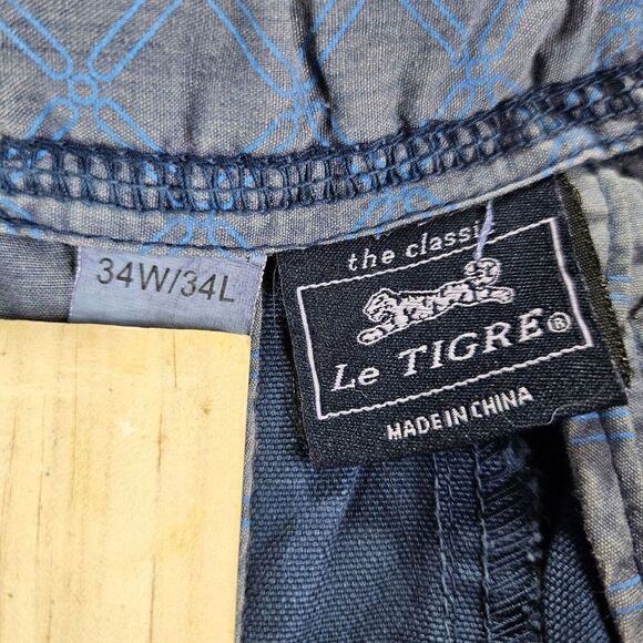 Le Tigre Pants Mens Size 34Wx34L Blue Straight Leg Chino Flat Front - Picture 2 of 10